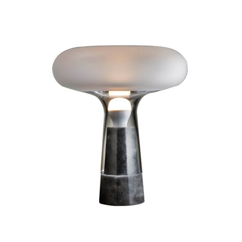 Tapered Table Light Modern Style Marble 1��Bulb White Nightstand Lighting for Bedside