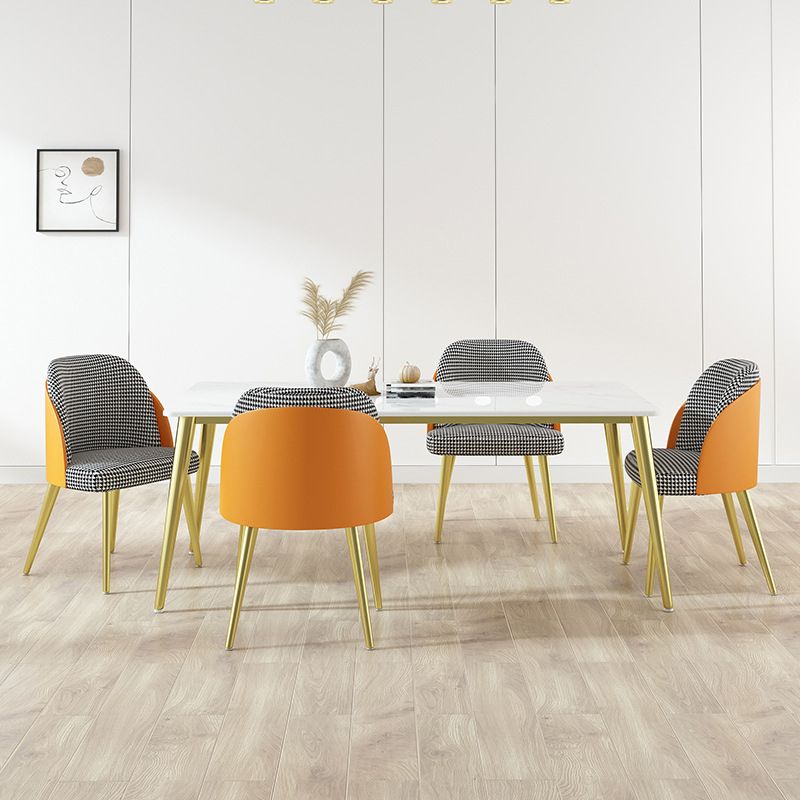 1/4/5/7 Pcs Metal Scandinavian Dining Room Set with Rectangle Table Dinette Set