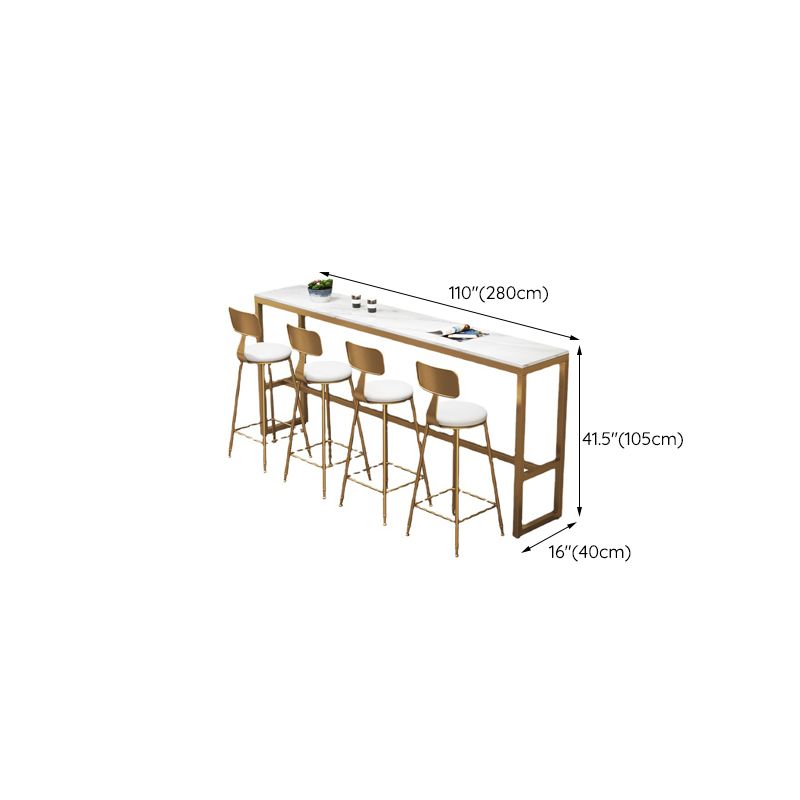Glam Pub Table Faux Marble Rectangle Bar Table for Indoor and Breakroom