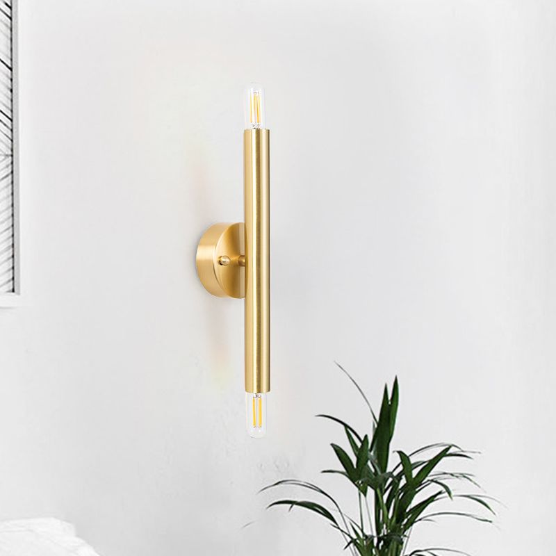 Tubulaire wand SCONCE Hedendaagse 2 Lichten metalen Gouden wandmontage Lamp voor slaapkamer