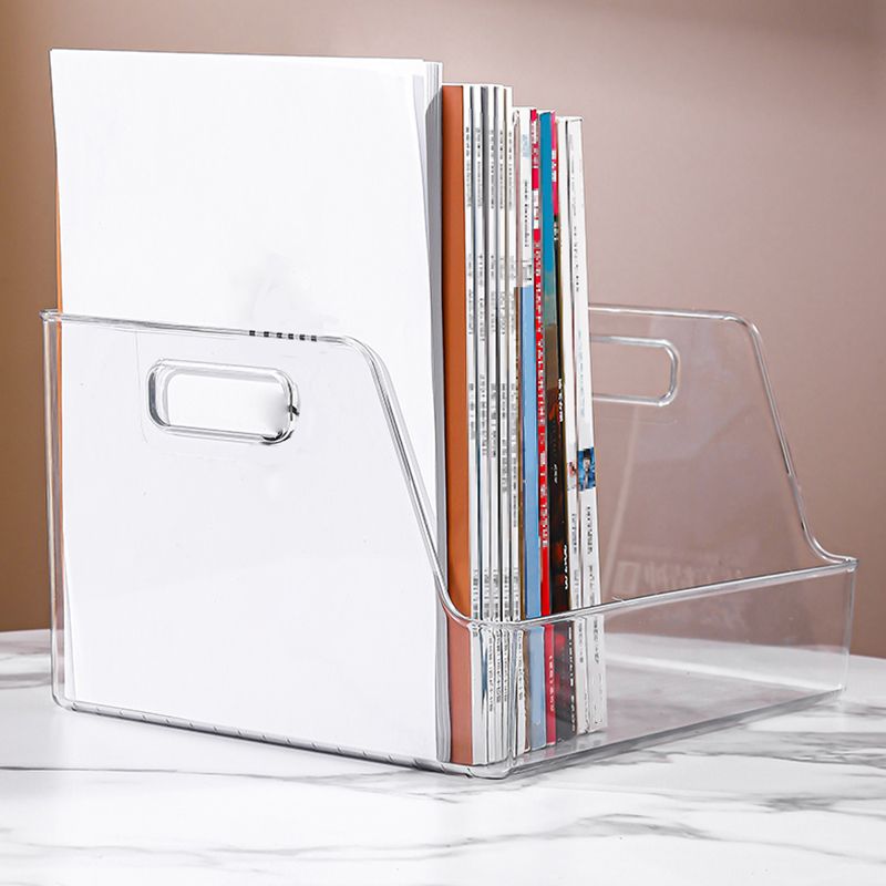 Contemporary Plastic Shelf Tabletop Standard Kids Bookcase in Transparent