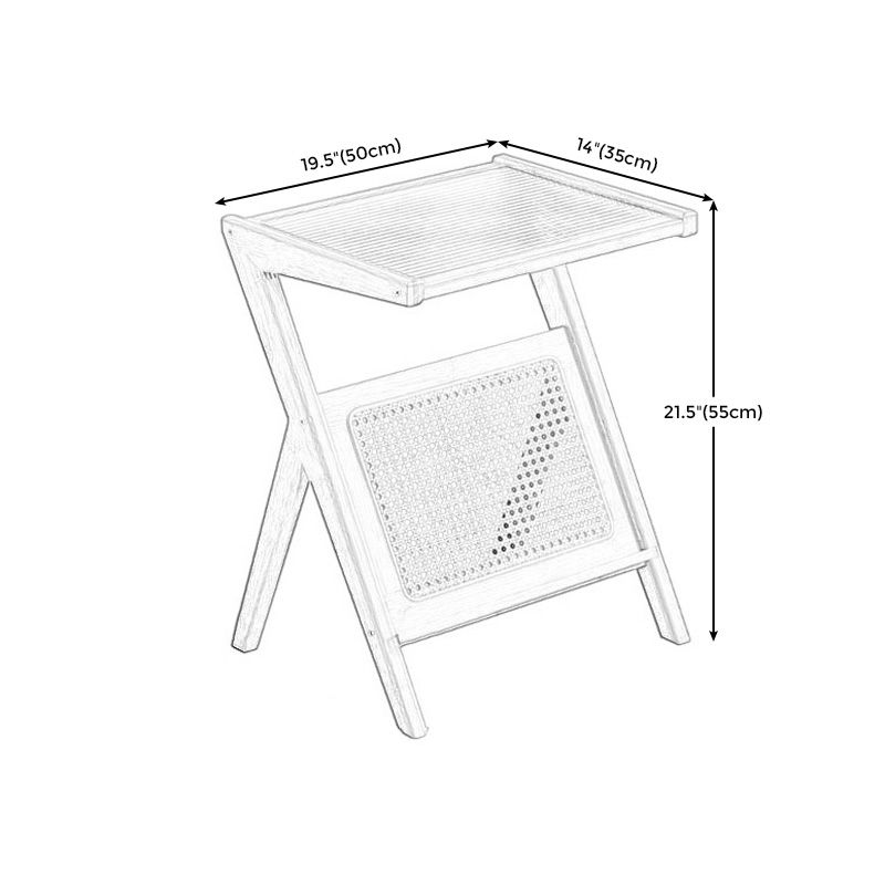 Cross Legs End Table Glass Top End Table  with Shelf 21.6 "Tall for Living Room