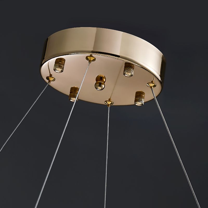 Gold Crystal Pendant Lighting Simplicity LED Chandelier Lighting Fixtures for Living Room