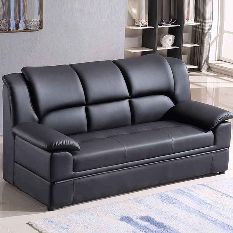Modern Leather Pillow Top Arms Sleeper Sofa Biscuit Back Sofa Bed