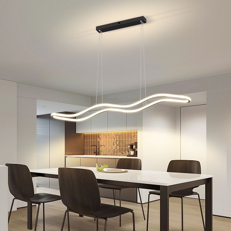 Modern Creative Style Hanging Lamp Linear Metal Island Light Fixture for Kitchen