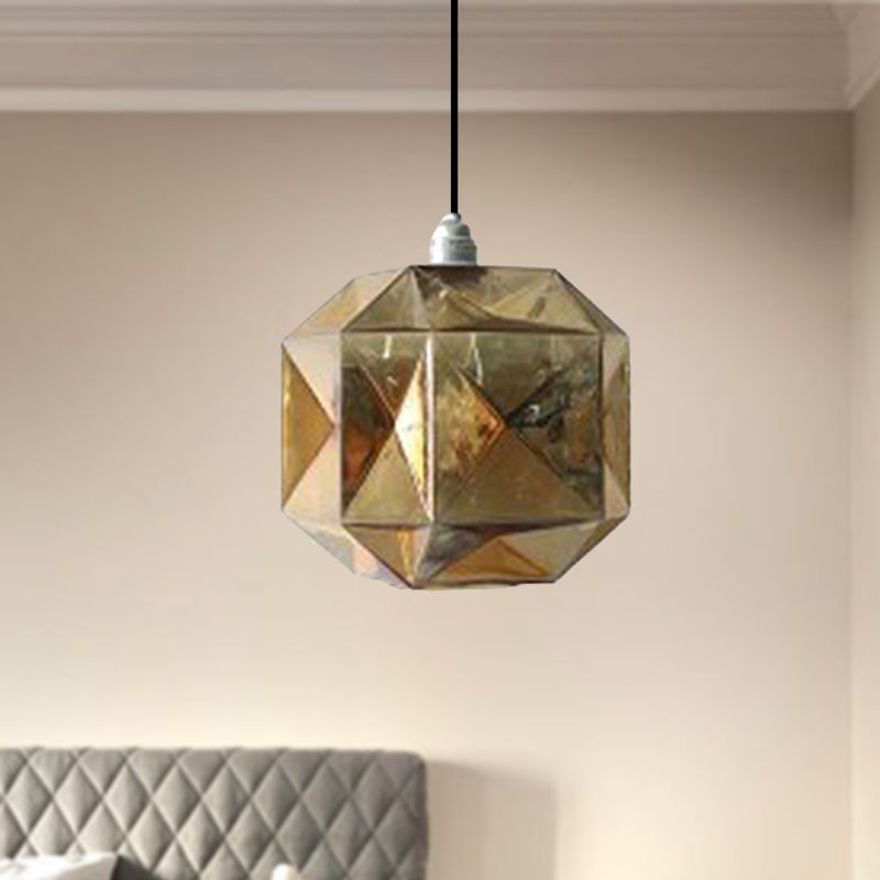 Diamond Anhänger Beleuchtung postmodernes Glas 1 Hellblau/Gold/Bernsteinhänge Deckenleuchte