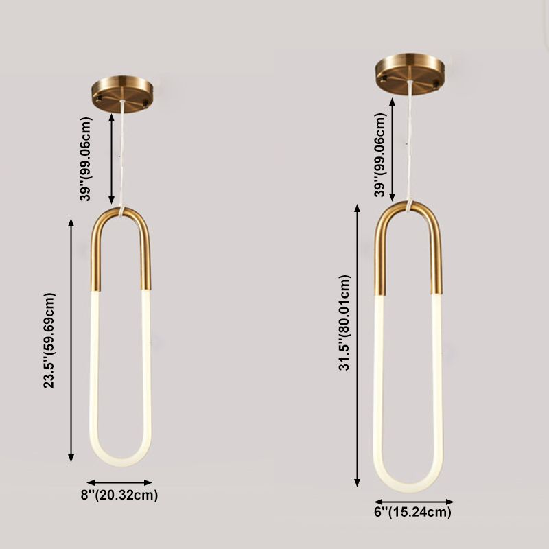 Oval Metal Pendant Lighting Fixture Simplicity Style LED Gold Pendant Ceiling Light