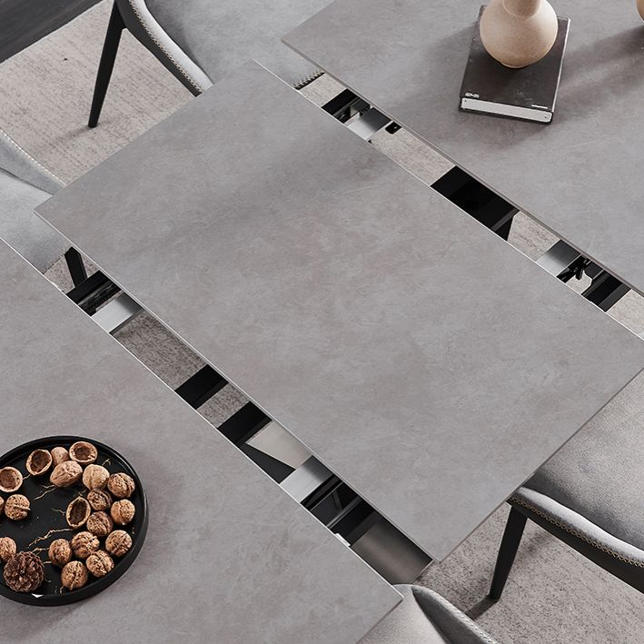 Contemporary Pedestal Dinner Table Stone Dining Table Rectangle for Home