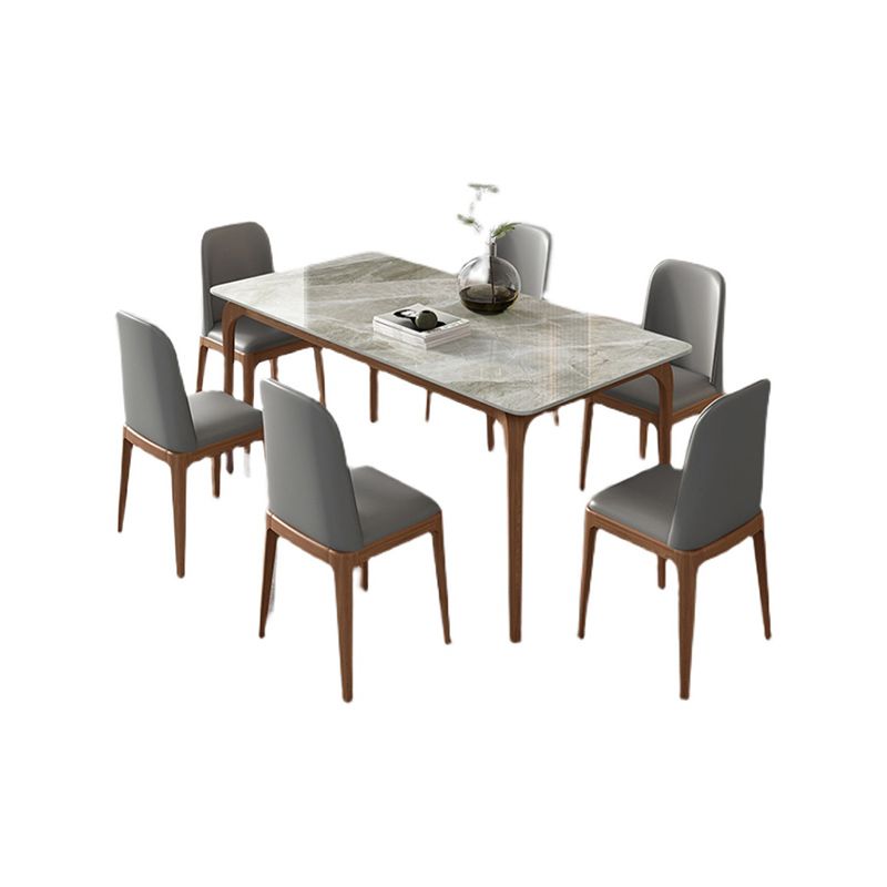 Rectangle Dining Table Sintered Stone Table Retro Modern with 4 Legs