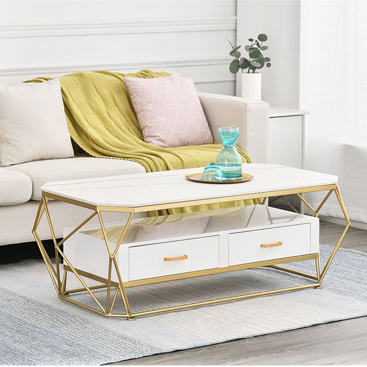 Geometric Slate 2 - Drawer Coffee Cocktail Table with Storage Shelf