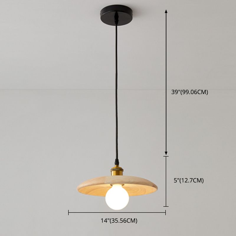 Wooden Circle Suspension Pendant Light Contemporary Style Wood Pendant Ceiling Light