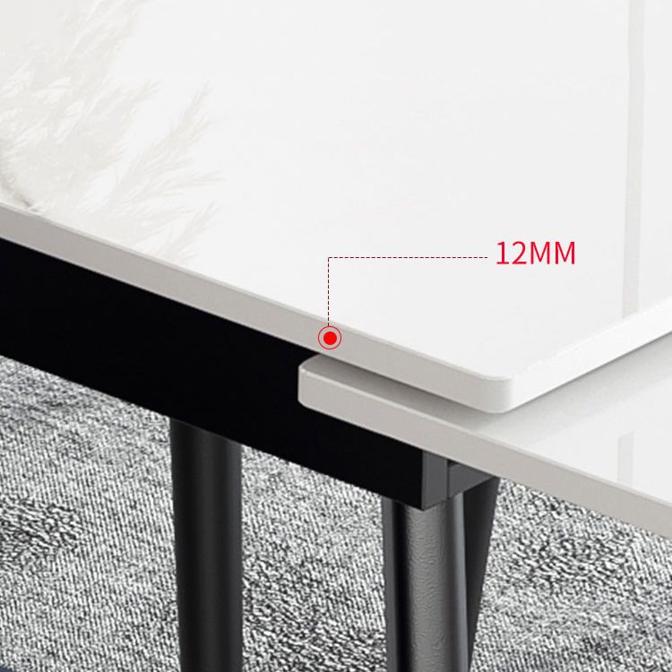 Modern Rectangle Dining Table Sintered Stone 4 Legs Table with Black Frame