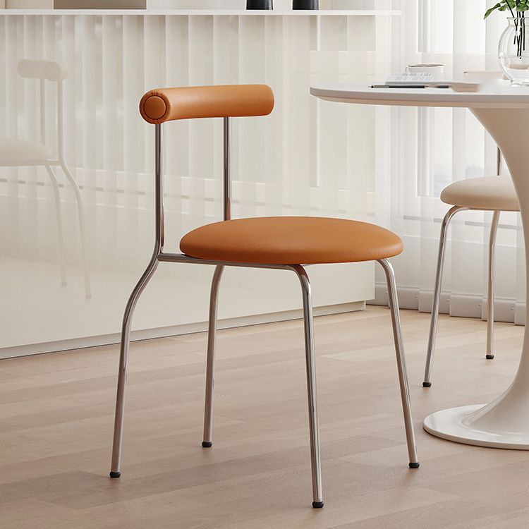 Modern Leather Side Chair Open Back Indoor Dining Chair for Home