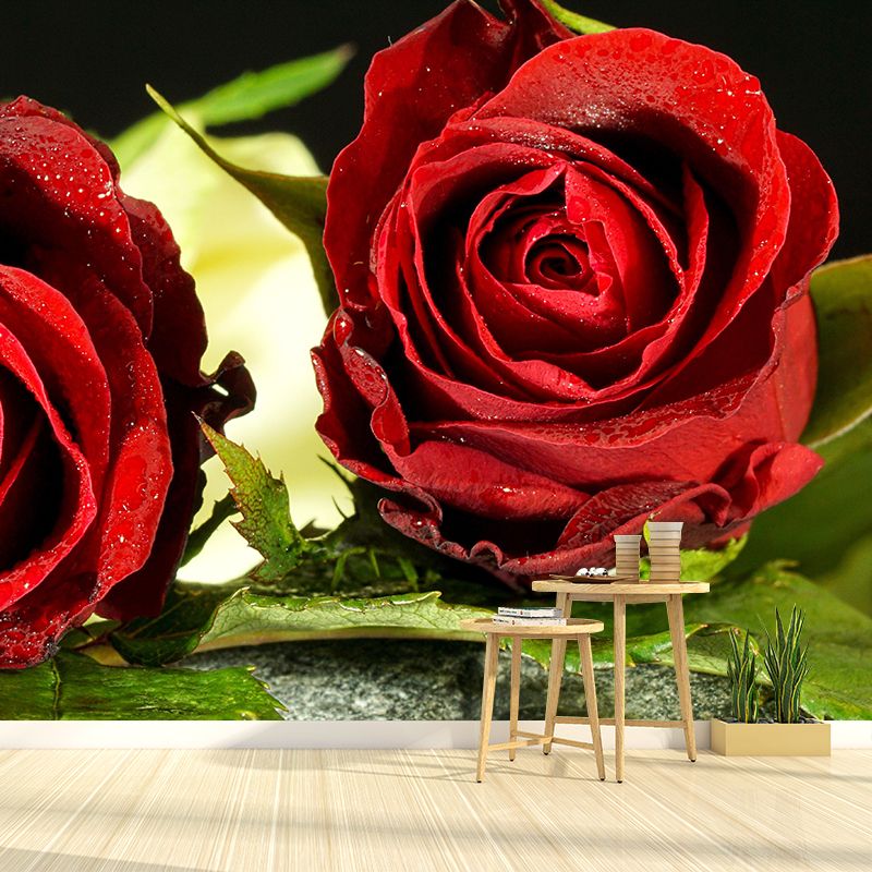 Customized Moisture Resistant Mural Wallpaper Decal Roses Blooming Wall Decor