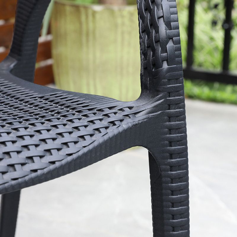 Black Plastic Outdoor Chair Tropical Dining Armchair Stacking Armchair