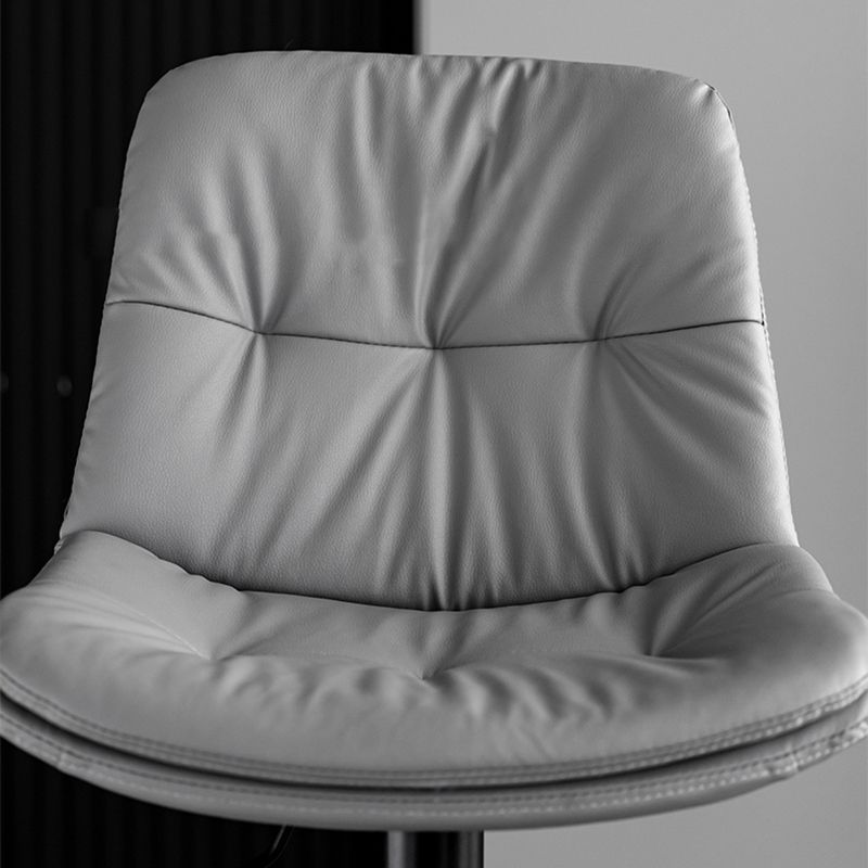 Modern Metal Stool Faux Leather Footrest Stool Adjustable Height in Matte Finish