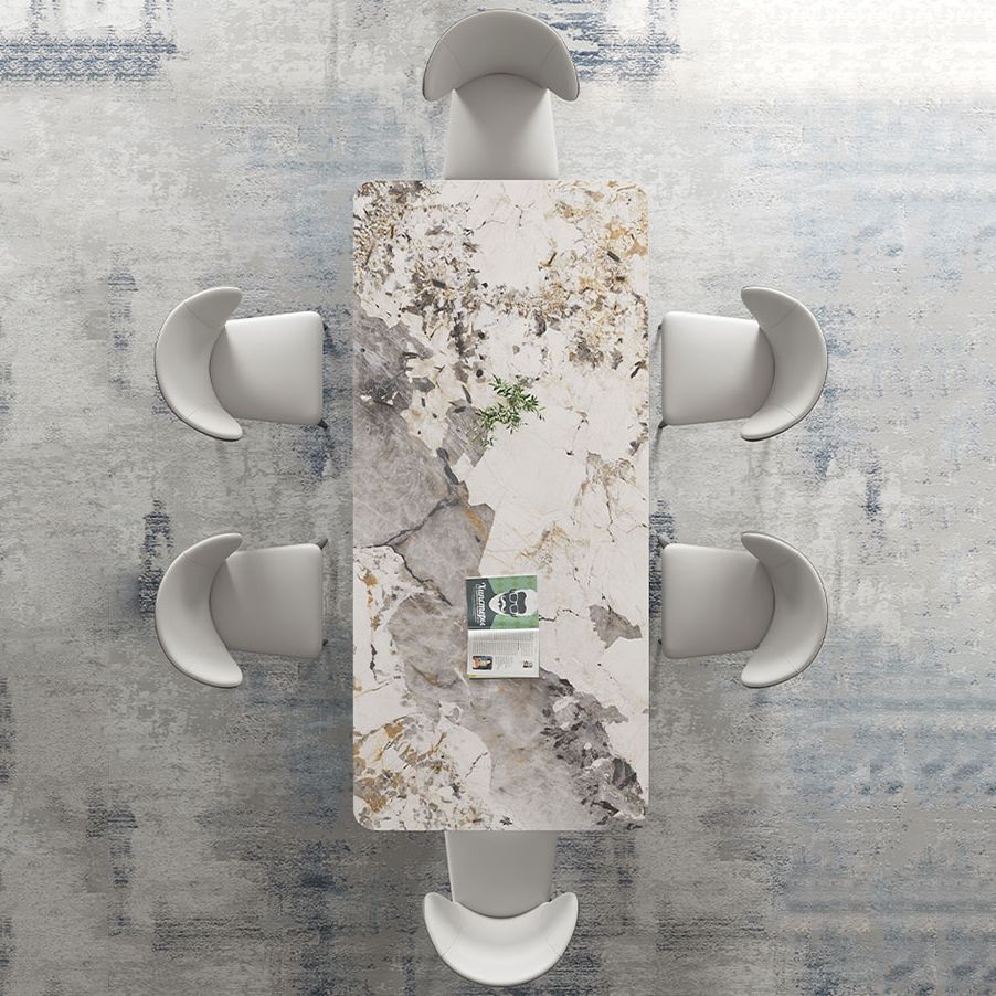 Modern Style Sintered Stone Rectangle Table Set 1/4/5/7 Pieces Dining Set