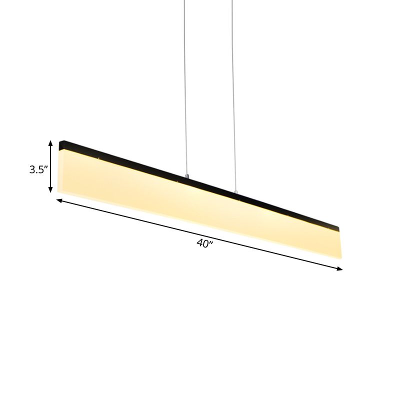 LED Office Pendant Light with Linear Acrylic Shade Black/Gold Ceiling Lamp over Table in Warm/White/Natural Light, 39"/47" Wide