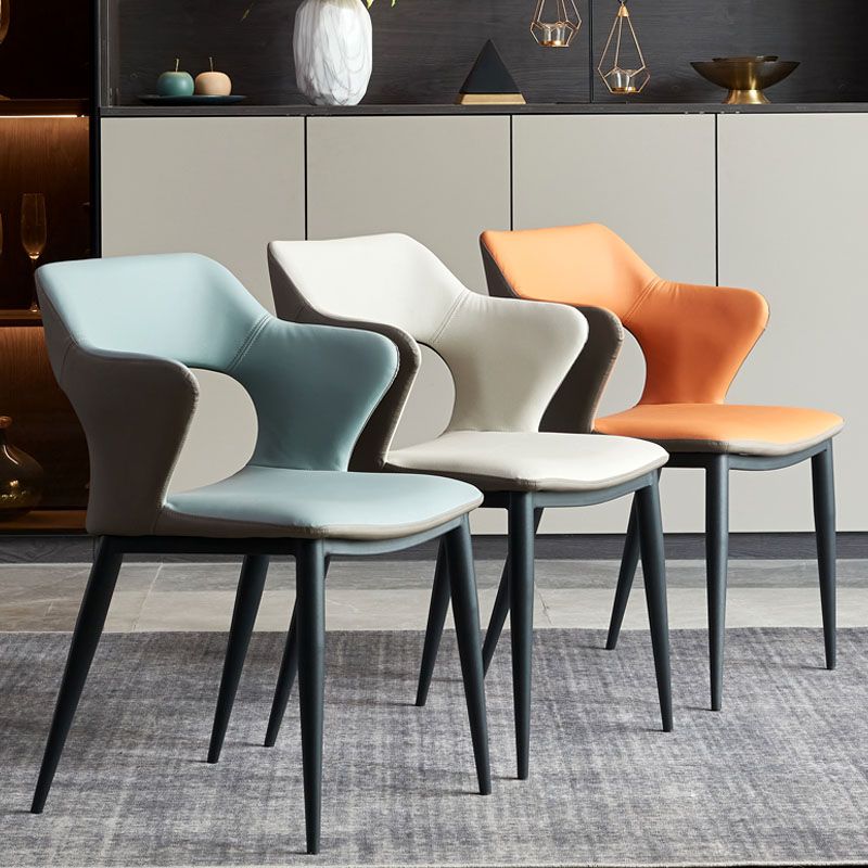 Industrial Faux Leather Side Chair Arm Open Back Side Chairs