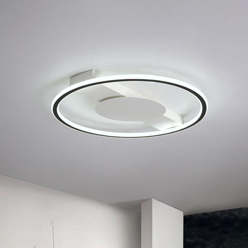 Black Rounded Flushmount Lighting Nordic LED Acrylic Flush Mount Lamp for Bedroom, 18"/21.5" Width