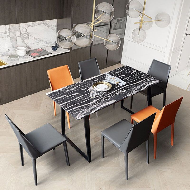 Eigentijdse massieve rugarmloze zijstoelen lederen eetkamerstoelen voor keuken
