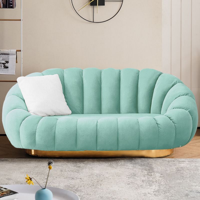 Modern Solid Color Curved Sofa with Sloped Arms for Bedroom Living Room