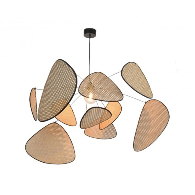 Illuminazione a sospensione a manuale a manuale a mano elegante in bambù asiatico 1 lampadina lampada sospensione del soffitto beige, 27,5 "/31,5"/39 "
