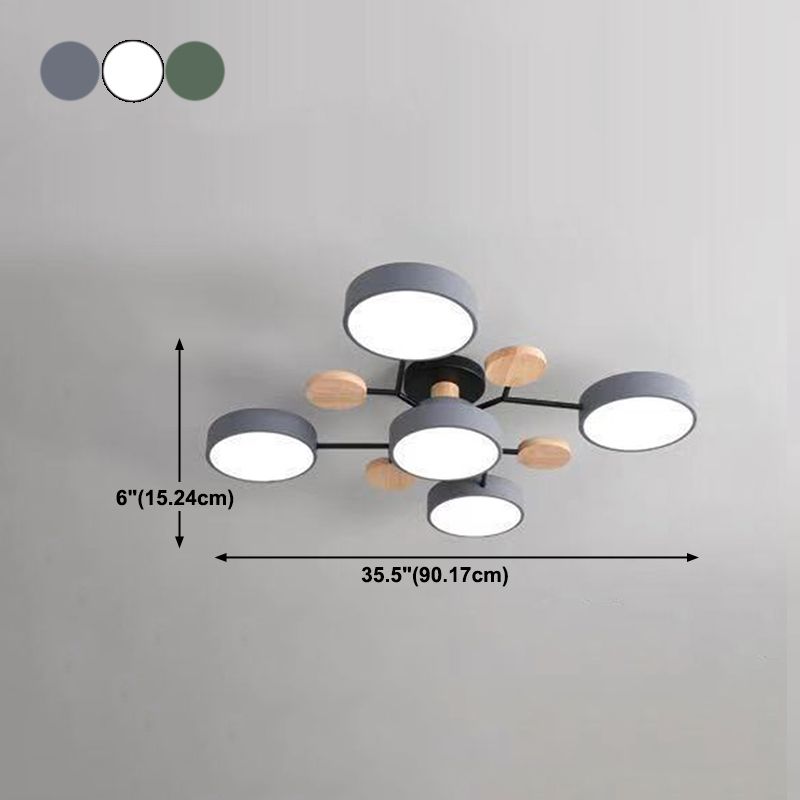 Macaron Molecular LED Ceiling Fixture Metal Living Room Semi Flush Mount Light