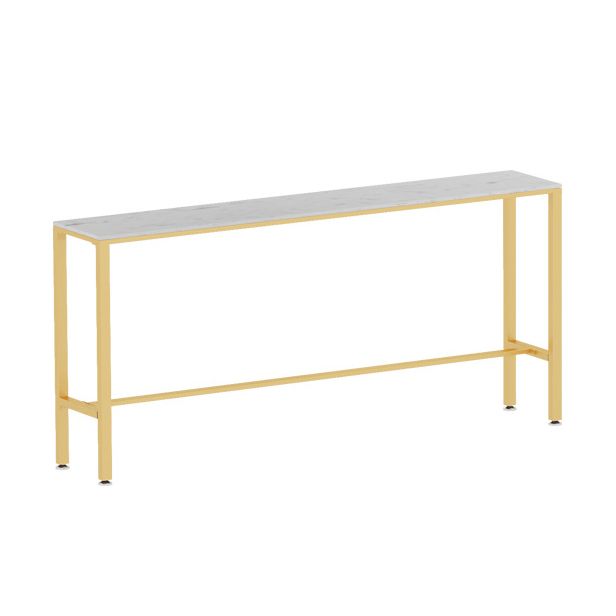 Glam Pub Table Bar Height Rectangle White Stone Top Bar Table