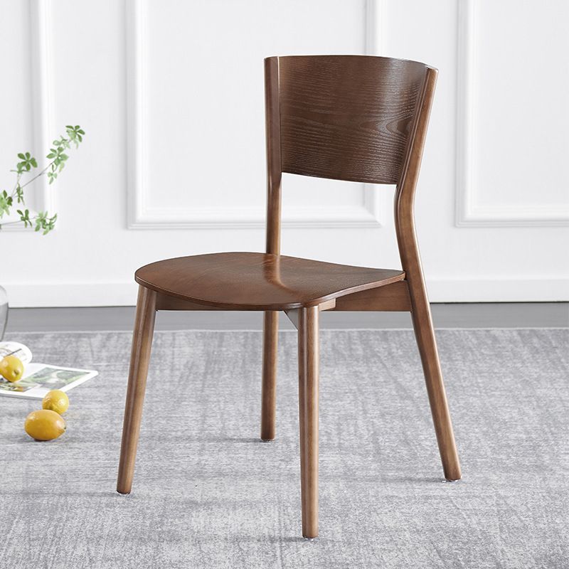 Silla lateral de madera maciza para restaurante contemporáneo, silla de comedor con respaldo abierto natural