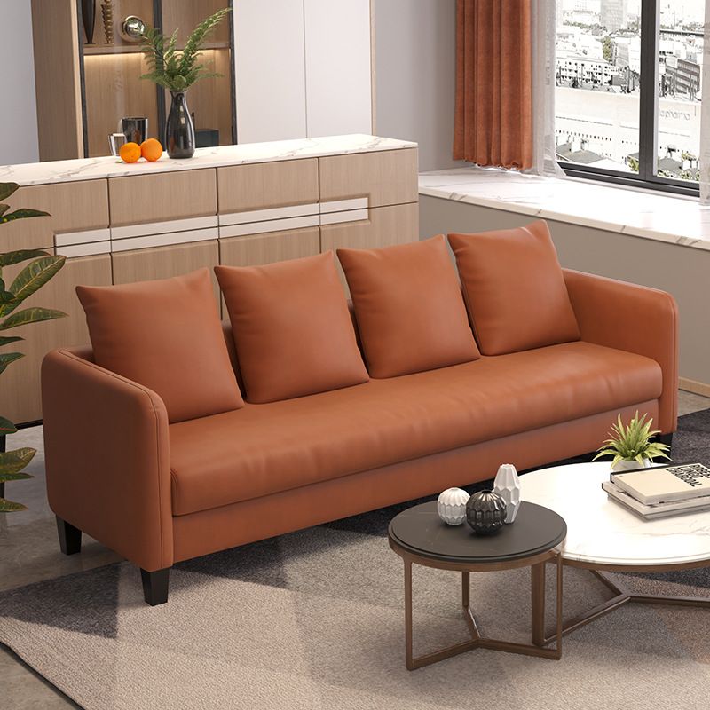 Faux Leather Sofa 78.74" W x 25.19" D x 23.22" H Square Arm Sofa for Living Room