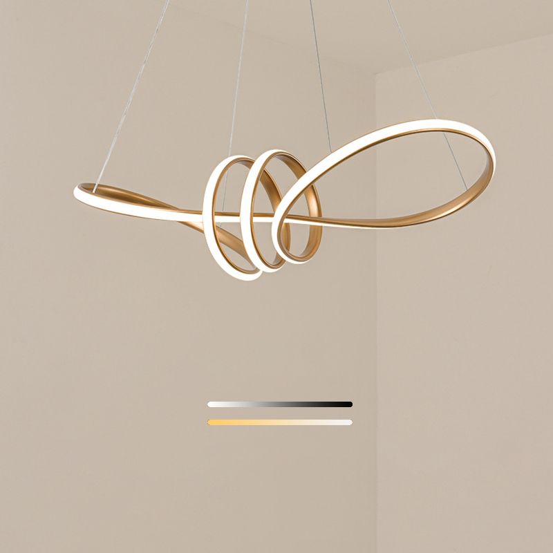 Acrylgold -LED -LED Hängende Lampe im modernen Einfachheit Eisen linearer Kronleuchter für Esszimmer