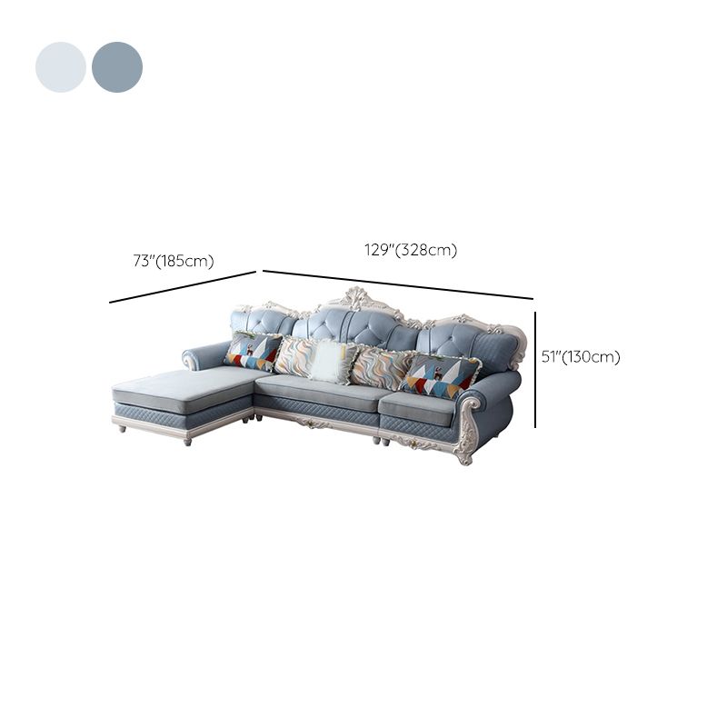72" Wide French Country Sectional Sofa Leather Sleeper Sectional