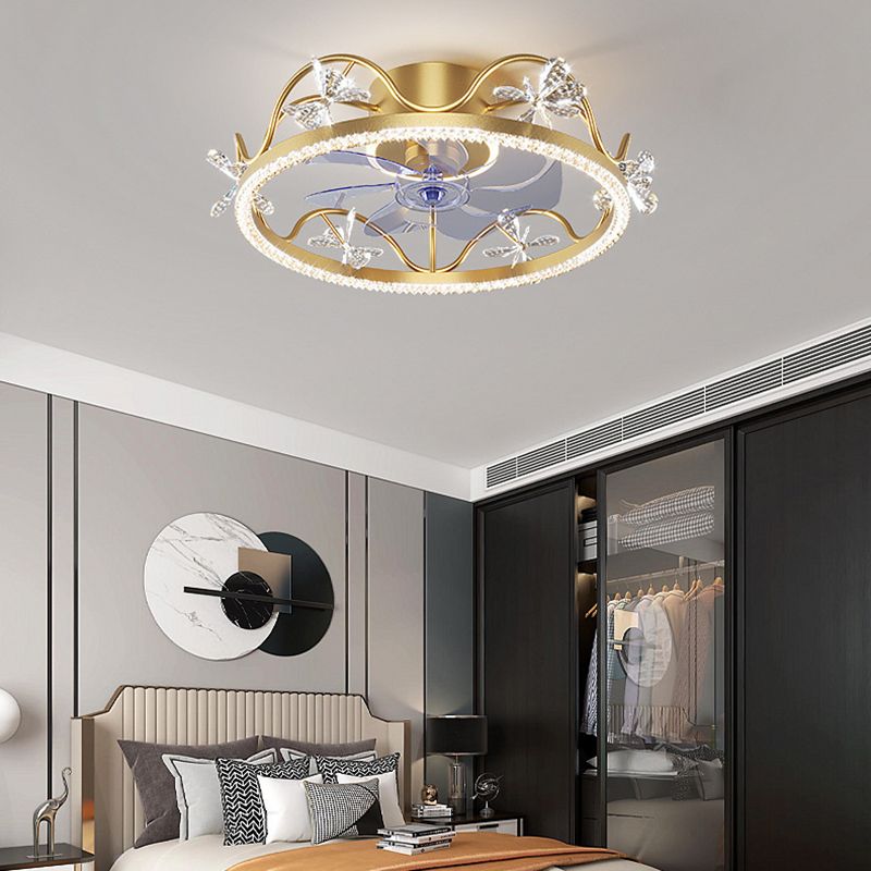 Metal Crown Ceiling Fan Lamp Modern Style LED Ceiling Light for Kids Bedroom