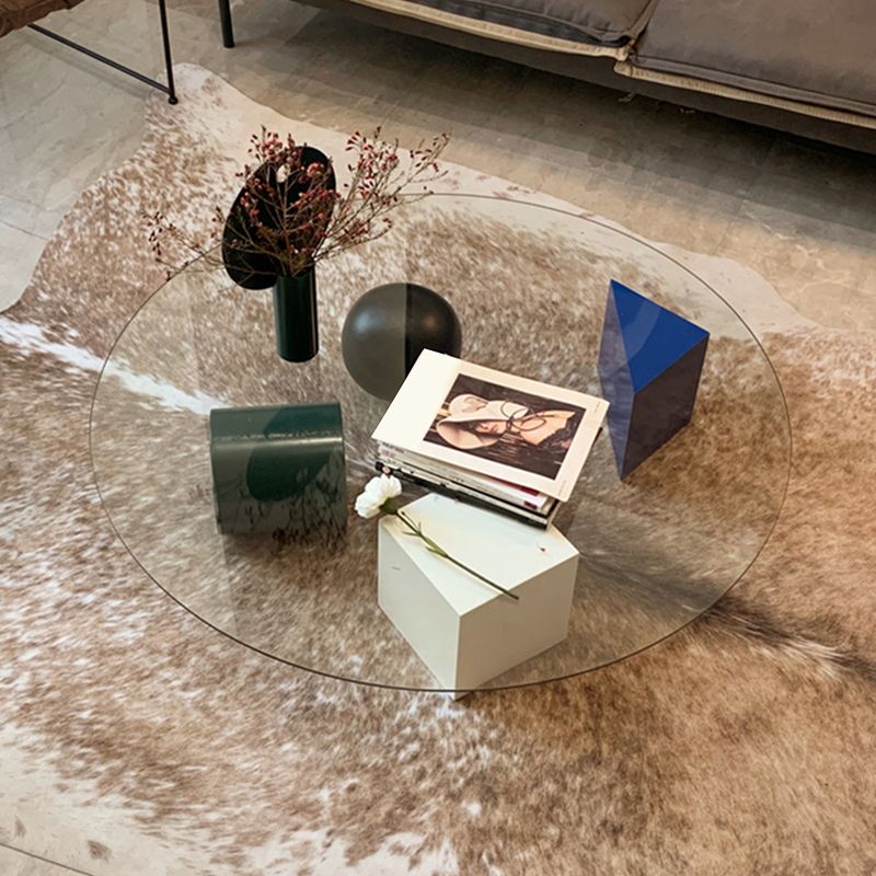 8.6"H Contemporary Coffee Table Glass Top Coffee Cocktail Table