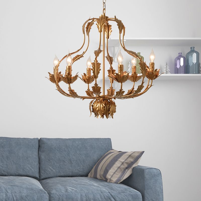 Gucca rustica lampadario sospeso in metallo 6 lampadine sospensione in ottone per sala da pranzo