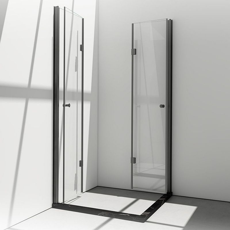 Black Folding Tempered Glass Shower Enclosure Transparent Shower Kit