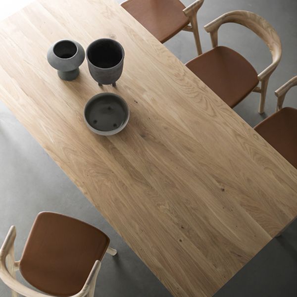 Rectangle Contemporary Dining Table Wood Color Fixed Table with Pinewood Solid Wood