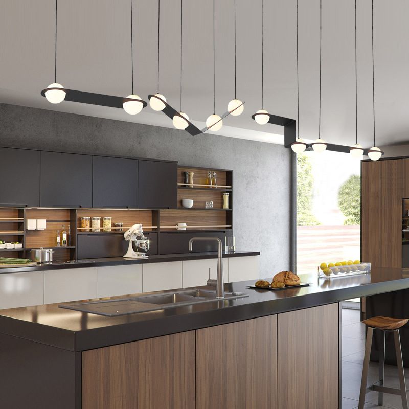 Modern Island Light Round Glass Shade Chandelier Light Fixture for Dining Room