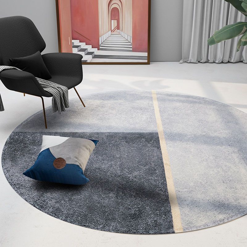 Stylish Modern Area Carpet Color-Blocked Polyester Area Rug Anti-Slip Washable Rug for Living Room