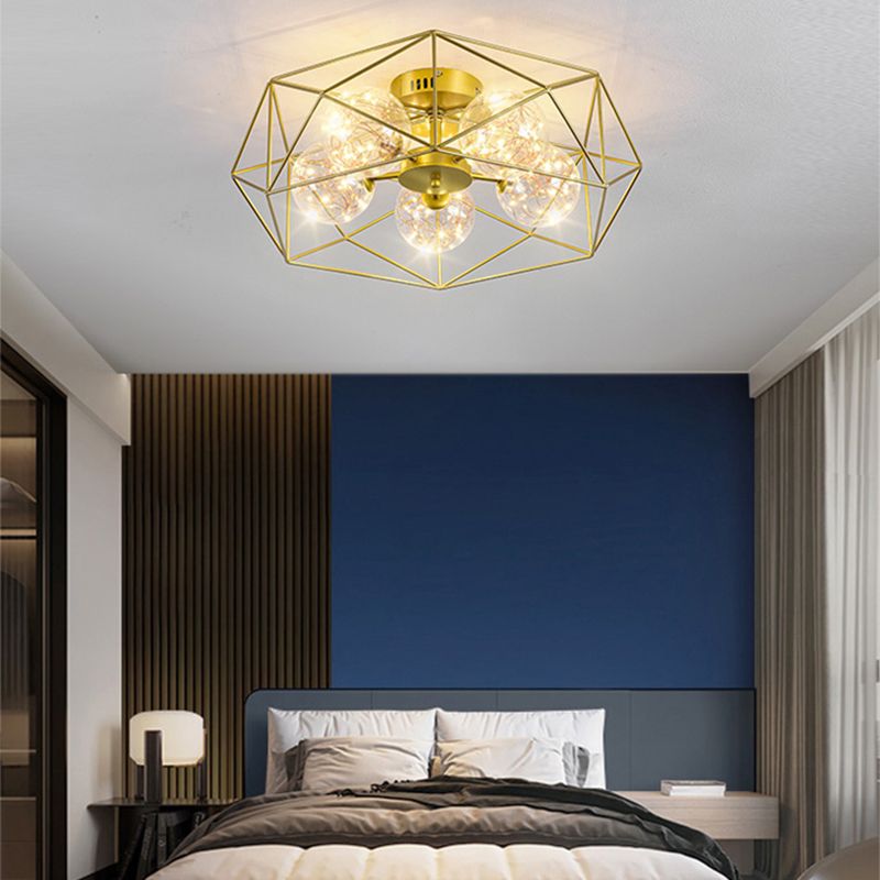 Modern Simple Iron Ceiling Light Geometry Shape Ceiling Lamp for Bedroom
