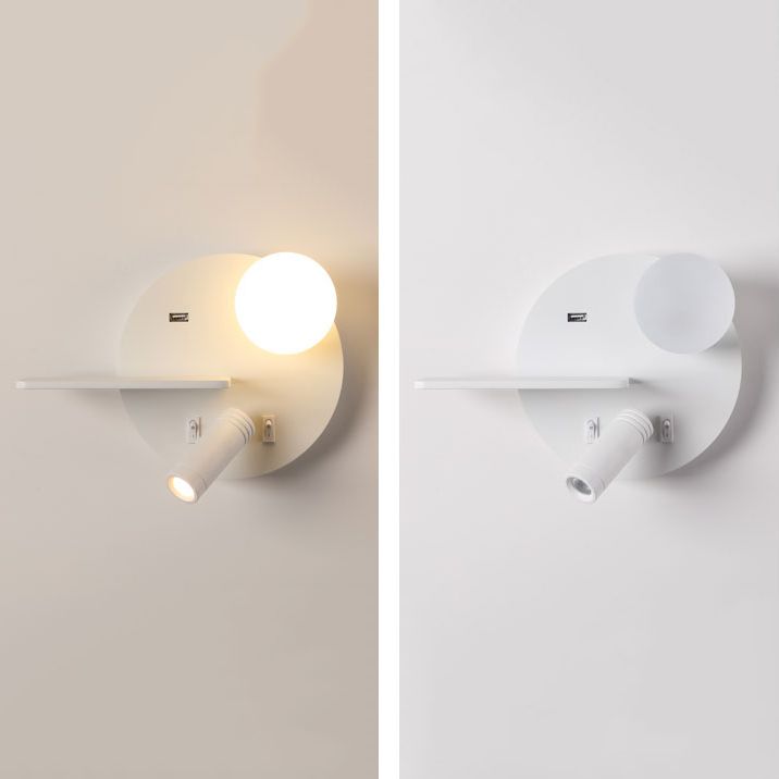 Runde USB -Lesemandlampe Nordic Metallic LED -Walllicht am Nacht