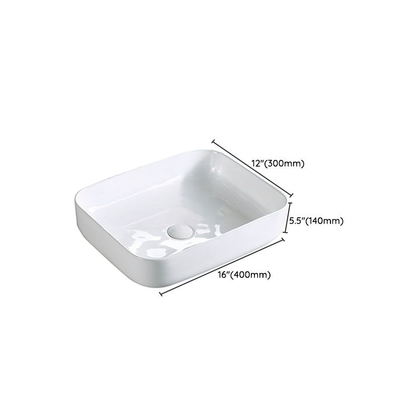 Modern Vessel Bathroom Sink Porcelain with Pop-Up Drain Vessel Sink without Faucet