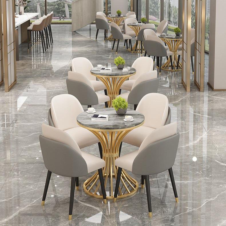 Modern Dining Set 1/3/4/5 Pieces Round Stone Dining Table for Dining Room