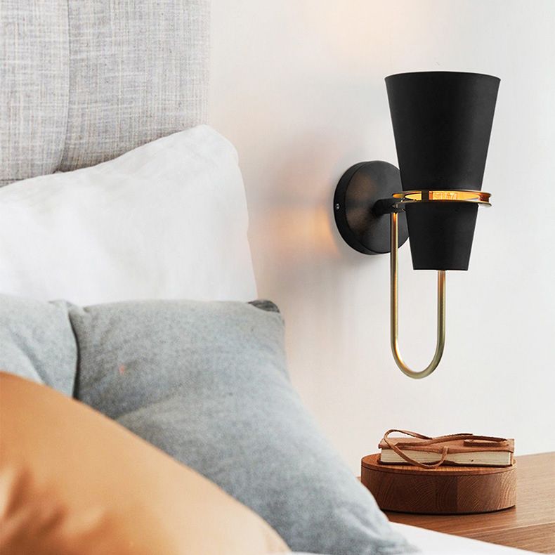 1 Light Metal Wall Light Fixture Modern Tapered Wall Sconces Lighting Fixtures for Bedroom