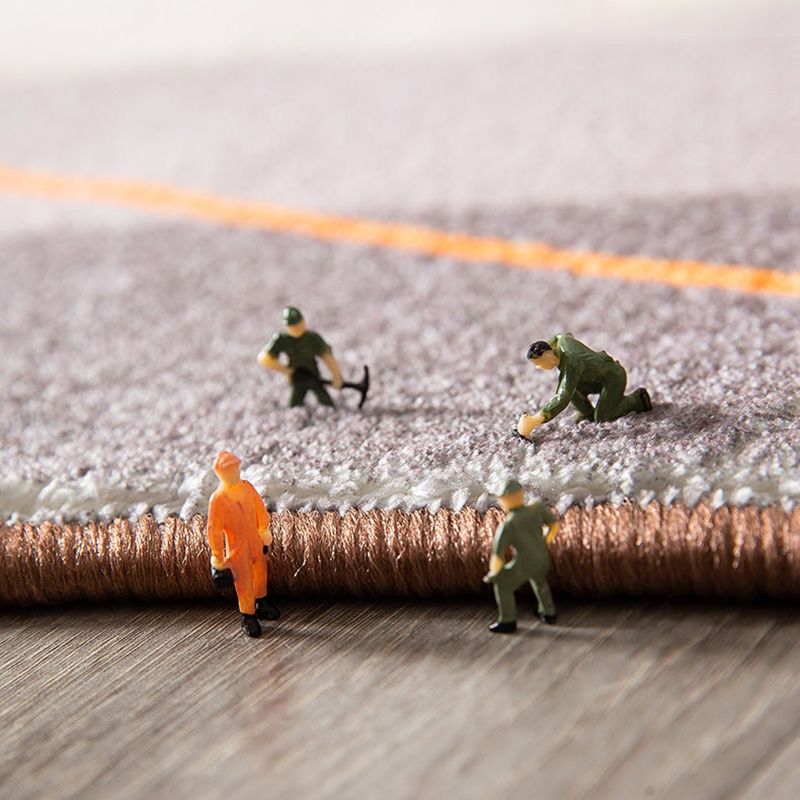 Light Brown Simple Rug Polyester Color Piece Rug Non-Slip Backing Rug for Drawing Room