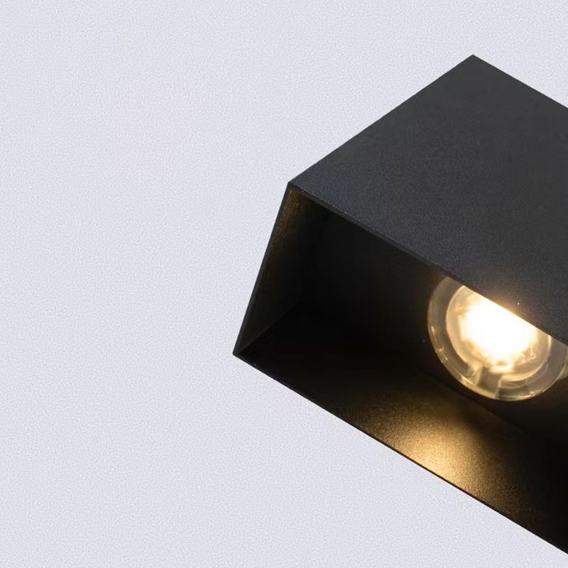 Square Shape Wall Lighting Modern Style Metal 2 Lights Sconce in Black/White