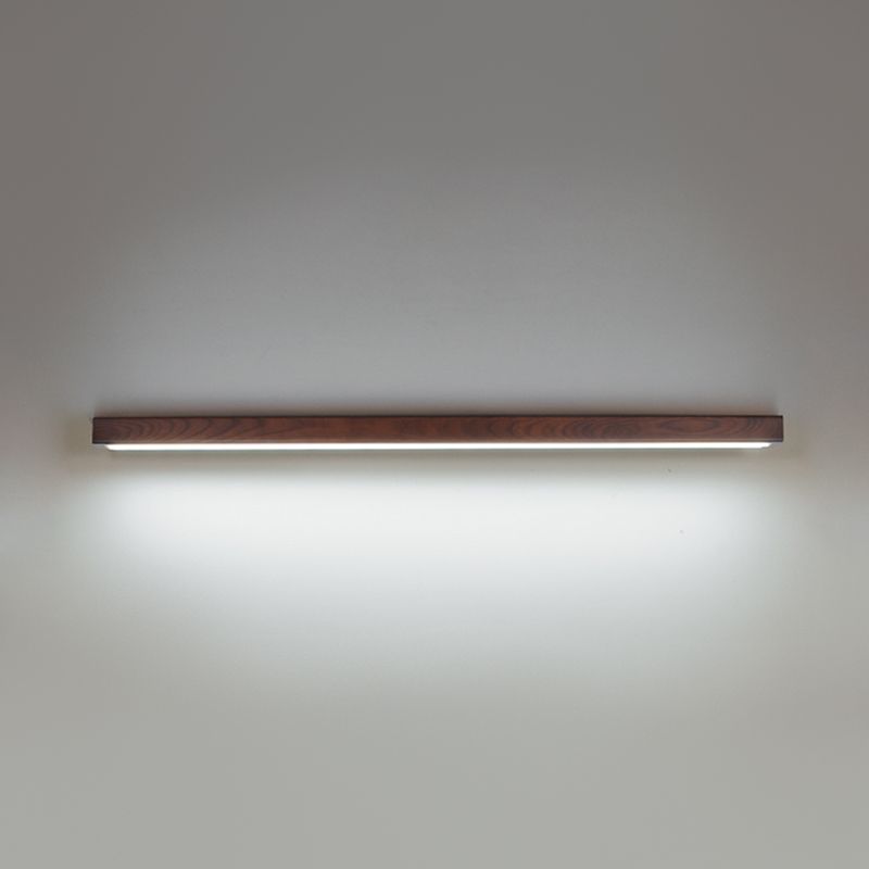 Wood Linear Shade Flush Ceiling Light Modern 1 Light Flush Mount Fixture in Brown
