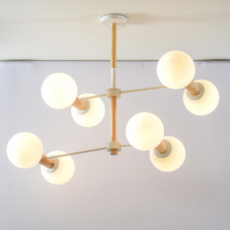 Modernism Style Orb Chandelier Lamp White Glass 8/12 Lights Living Room Hanging Light Fixture