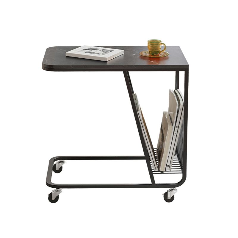 Contemporary C-shape Side Table Black/Gold Metal Side End Snack Table